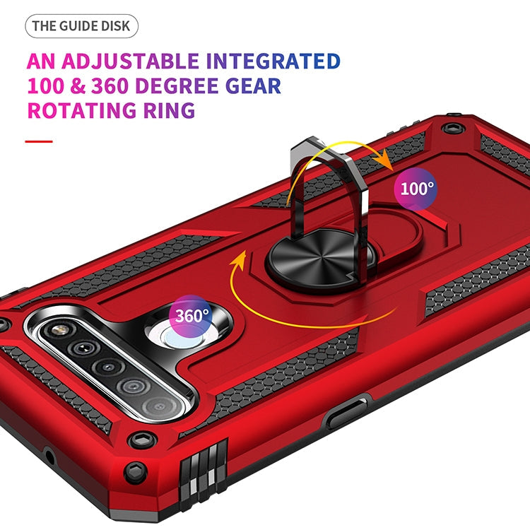 For LG K61 Shockproof TPU + PC Protective Case with 360 Degree Rotating Holder(Silver)