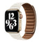 For Apple Watch Series 7 45mm / 6 & SE & 5 & 4 44mm / 3 & 2 & 1 42mm Leather Watch Band (Pink White)