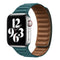 For Apple Watch Series 7 45mm / 6 & SE & 5 & 4 44mm / 3 & 2 & 1 42mm Leather Watch Band (Peacock Green)