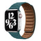 For Apple Watch Series 7 45mm / 6 & SE & 5 & 4 44mm / 3 & 2 & 1 42mm Leather Watch Band (Peacock Green)