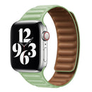For Apple Watch Series 7 45mm / 6 & SE & 5 & 4 44mm / 3 & 2 & 1 42mm Leather Watch Band (Green)