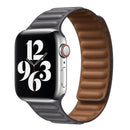 For Apple Watch Series 7 45mm / 6 & SE & 5 & 4 44mm / 3 & 2 & 1 42mm Leather Watch Band (Grey)