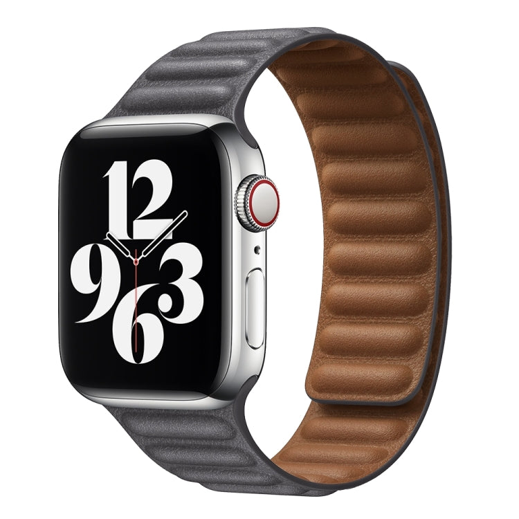 For Apple Watch Series 7 45mm / 6 & SE & 5 & 4 44mm / 3 & 2 & 1 42mm Leather Watch Band (Grey)