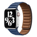 For Apple Watch Series 7 45mm / 6 & SE & 5 & 4 44mm / 3 & 2 & 1 42mm Leather Watch Band (Midnight Blue)