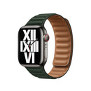For Apple Watch Series 7 41mm / 6 & SE & 5 & 4 40mm / 3 & 2 & 1 38mm Leather Watch Band (Cedar Green)