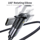 ZFXCT-WYA0G 3A USB to USB-C / Type-C 180 Degree Rotating Elbow Charging Cable, Length:2m(Grey)