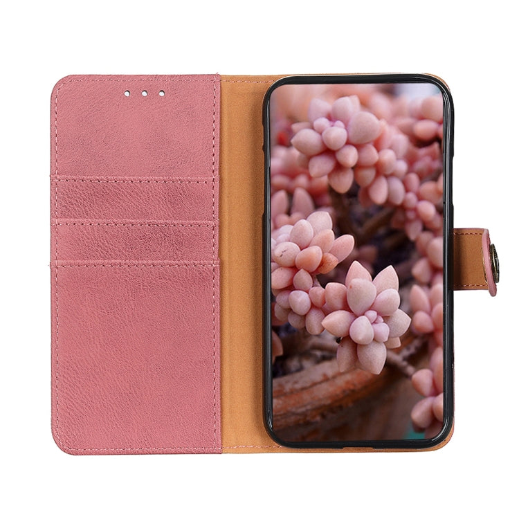 For Samsung Galaxy M51 (Side Fingerprint Version) KHAZNEH Cowhide Texture Horizontal Flip Leather Case with Holder & Card Slots & Wallet(Pink)