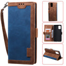 For Samsung Galaxy Note 20 Ultra Retro Splicing Horizontal Flip Leather Case with Card Slots & Holder & Wallet(Blue)