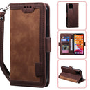 For iPhone 12 / 12 Pro Retro Splicing Horizontal Flip Leather Case with Card Slots & Holder & Wallet(Brown)