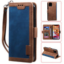 For iPhone 12 / 12 Pro Retro Splicing Horizontal Flip Leather Case with Card Slots & Holder & Wallet(Blue)