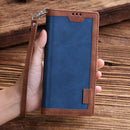For iPhone 12 / 12 Pro Retro Splicing Horizontal Flip Leather Case with Card Slots & Holder & Wallet(Blue)