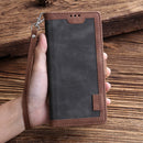 For iPhone 12 / 12 Pro Retro Splicing Horizontal Flip Leather Case with Card Slots & Holder & Wallet(Grey)