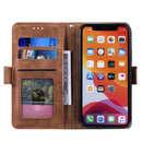For iPhone 12 / 12 Pro Retro Splicing Horizontal Flip Leather Case with Card Slots & Holder & Wallet(Green)