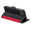 For iPhone 12 / 12 Pro Retro Splicing Horizontal Flip Leather Case with Card Slots & Holder & Wallet(Red)