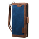For iPhone 12 Pro Max Retro Splicing Horizontal Flip Leather Case with Card Slots & Holder & Wallet(Blue)