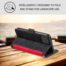 For iPhone 12 Pro Max Retro Splicing Horizontal Flip Leather Case with Card Slots & Holder & Wallet(Red)