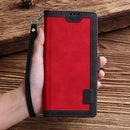 For iPhone 12 Pro Max Retro Splicing Horizontal Flip Leather Case with Card Slots & Holder & Wallet(Red)