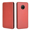 For Doogee X95 Carbon Fiber Texture Horizontal Flip TPU + PC + PU Leather Case with Card Slot & Lanyard(Brown)