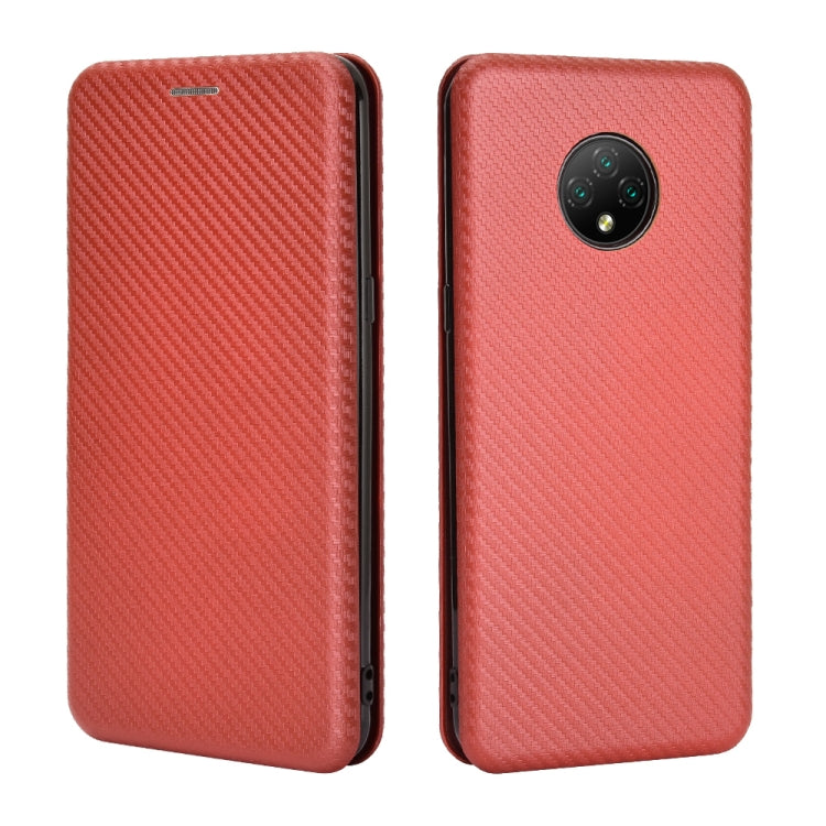 For Doogee X95 Carbon Fiber Texture Horizontal Flip TPU + PC + PU Leather Case with Card Slot & Lanyard(Brown)