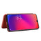 For Doogee X95 Carbon Fiber Texture Horizontal Flip TPU + PC + PU Leather Case with Card Slot & Lanyard(Brown)