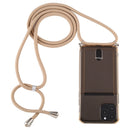For iPhone 12 / 12 Pro Transparent TPU Protective Case with Lanyard & Card Slot(Gold)