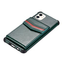 For iPhone 12 mini Flip Card Bag Copper Buckle TPU + PU Leather Back Cover Shockproof Case with Card Slots & Photo Frame(Dark Green)