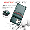 For iPhone 12 mini Flip Card Bag Copper Buckle TPU + PU Leather Back Cover Shockproof Case with Card Slots & Photo Frame(Dark Green)
