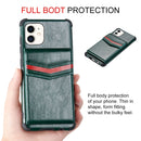 For iPhone 12 mini Flip Card Bag Copper Buckle TPU + PU Leather Back Cover Shockproof Case with Card Slots & Photo Frame(Dark Green)