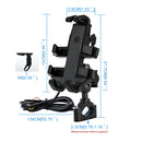 WUPP CS-1098A1 Motorcycle Aluminum Alloy Eight-jaw Mobile Phone Charging Holder with Switch(Black)