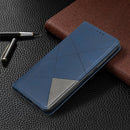 For OPPO Realme C11 Rhombus Texture Horizontal Flip Magnetic Leather Case with Holder & Card Slots(Blue)