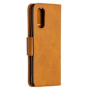 For OPPO Reno4 Pro 5G Retro Lambskin Texture Pure Color Horizontal Flip PU Leather Case, with Holder & Card Slots & Wallet & Lanyard(Yellow)