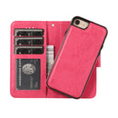 For iPhone SE 2022 / SE 2020 / 8 / 7 KLT888-2 Retro 2 in 1 Detachable Magnetic Horizontal Flip TPU + PU Leather Case with Holder & Card Slots & Photo Frame & Wallet(Rose Red)