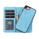 For iPhone SE 2022 / SE 2020 / 8 / 7 KLT888-2 Retro 2 in 1 Detachable Magnetic Horizontal Flip TPU + PU Leather Case with Holder & Card Slots & Photo Frame & Wallet(Sky Blue)