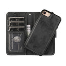 For iPhone SE 2022 / SE 2020 / 8 / 7 KLT888-2 Retro 2 in 1 Detachable Magnetic Horizontal Flip TPU + PU Leather Case with Holder & Card Slots & Photo Frame & Wallet(Black)