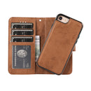 For iPhone SE 2022 / SE 2020 / 8 / 7 KLT888-2 Retro 2 in 1 Detachable Magnetic Horizontal Flip TPU + PU Leather Case with Holder & Card Slots & Photo Frame & Wallet(Brown)
