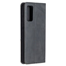 For Samsung Galaxy S20 FE 5G / S20 Lite Rhombus Texture Horizontal Flip Magnetic Leather Case with Holder & Card Slots(Black)