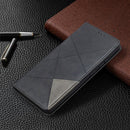 For Samsung Galaxy S20 FE 5G / S20 Lite Rhombus Texture Horizontal Flip Magnetic Leather Case with Holder & Card Slots(Black)