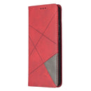 For Samsung Galaxy S20 FE 5G / S20 Lite Rhombus Texture Horizontal Flip Magnetic Leather Case with Holder & Card Slots(Red)