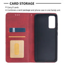 For Samsung Galaxy S20 FE 5G / S20 Lite Rhombus Texture Horizontal Flip Magnetic Leather Case with Holder & Card Slots(Red)