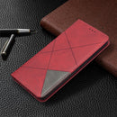 For Samsung Galaxy S20 FE 5G / S20 Lite Rhombus Texture Horizontal Flip Magnetic Leather Case with Holder & Card Slots(Red)