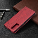 For Samsung Galaxy S20 FE 5G / S20 Lite Rhombus Texture Horizontal Flip Magnetic Leather Case with Holder & Card Slots(Red)