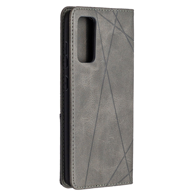 For Samsung Galaxy S20 FE 5G / S20 Lite Rhombus Texture Horizontal Flip Magnetic Leather Case with Holder & Card Slots(Grey)