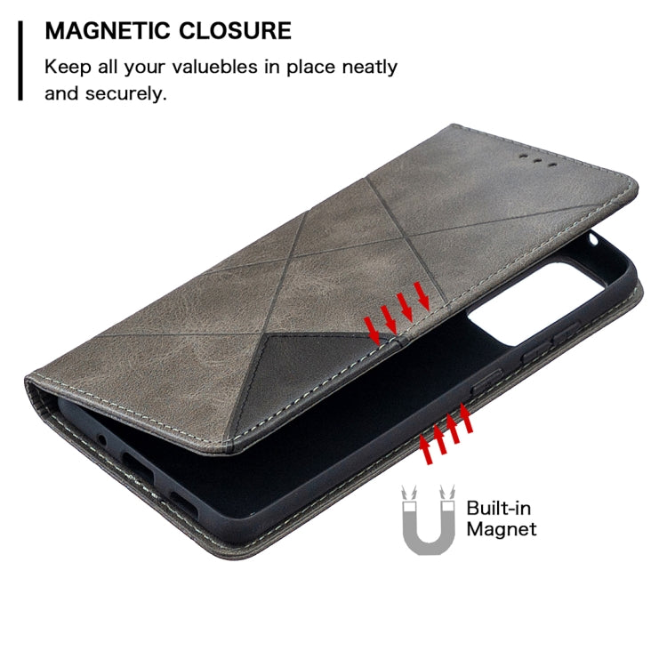 For Samsung Galaxy S20 FE 5G / S20 Lite Rhombus Texture Horizontal Flip Magnetic Leather Case with Holder & Card Slots(Grey)