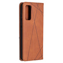 For Samsung Galaxy S20 FE 5G / S20 Lite Rhombus Texture Horizontal Flip Magnetic Leather Case with Holder & Card Slots(Brown)