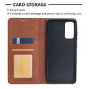 For Samsung Galaxy S20 FE 5G / S20 Lite Rhombus Texture Horizontal Flip Magnetic Leather Case with Holder & Card Slots(Brown)