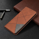 For Samsung Galaxy S20 FE 5G / S20 Lite Rhombus Texture Horizontal Flip Magnetic Leather Case with Holder & Card Slots(Brown)