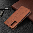 For Samsung Galaxy S20 FE 5G / S20 Lite Rhombus Texture Horizontal Flip Magnetic Leather Case with Holder & Card Slots(Brown)