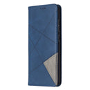 For Samsung Galaxy S20 FE 5G / S20 Lite Rhombus Texture Horizontal Flip Magnetic Leather Case with Holder & Card Slots(Blue)