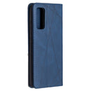 For Samsung Galaxy S20 FE 5G / S20 Lite Rhombus Texture Horizontal Flip Magnetic Leather Case with Holder & Card Slots(Blue)
