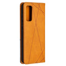 For Samsung Galaxy S20 FE 5G / S20 Lite Rhombus Texture Horizontal Flip Magnetic Leather Case with Holder & Card Slots(Yellow)